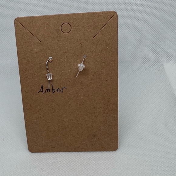 Amber earring Beaded Dangle handmade - Picture 2 of 4